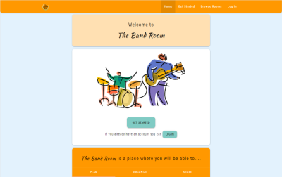screenshot of the band room site by John Traas at Angry Cat Design